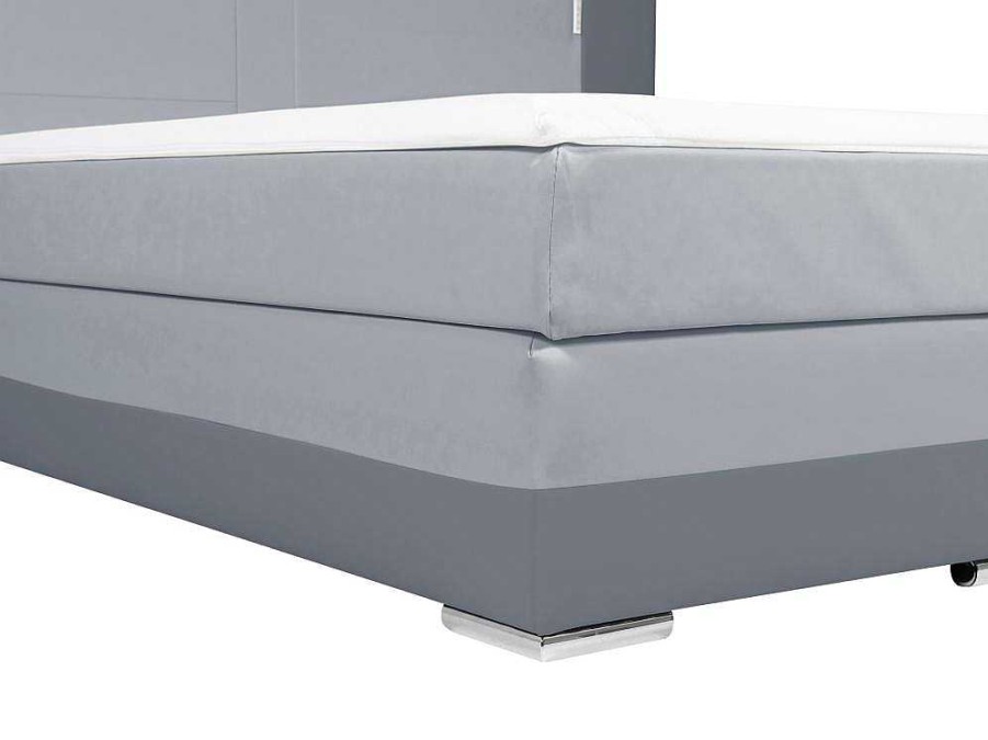 Ysmée Boxspringbed | Samenstelling Boxspring Hoofdbord Met Leds + Lattenbodems + Matras + Dekmatras Asti Van Ysmee - 160 X 200 Cm - Antraciet En Lichtgrijs