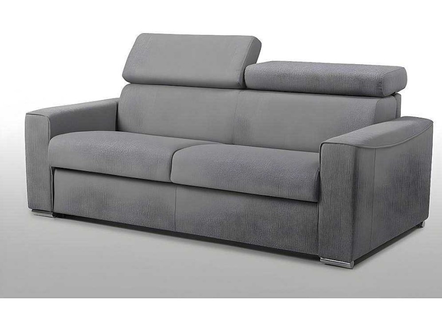 Vente-unique Speciale Modellen Zitbanken & Fauteuils | Vierzits Express Slaapbank Van Stof Vizir - Grijs - Slaapafmeting Met Brede Latten 160 Cm - Matras 18 Cm