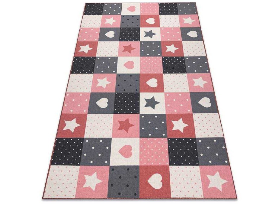 RugsX Kindervloerkleed | Tapijt Voor Kinderen Stars Sterren, Sterretje , Rozekleuring / Grijs 100X300 Cm