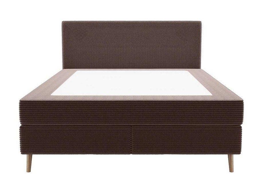 Ysmée Boxspringbed | Complete Set Met Boxspring En Hoofdbord + Bedbodem + Matras + Topmatras - 160 X 200 Cm - Ribfluweel - Bruin - Nara Van Ysmee