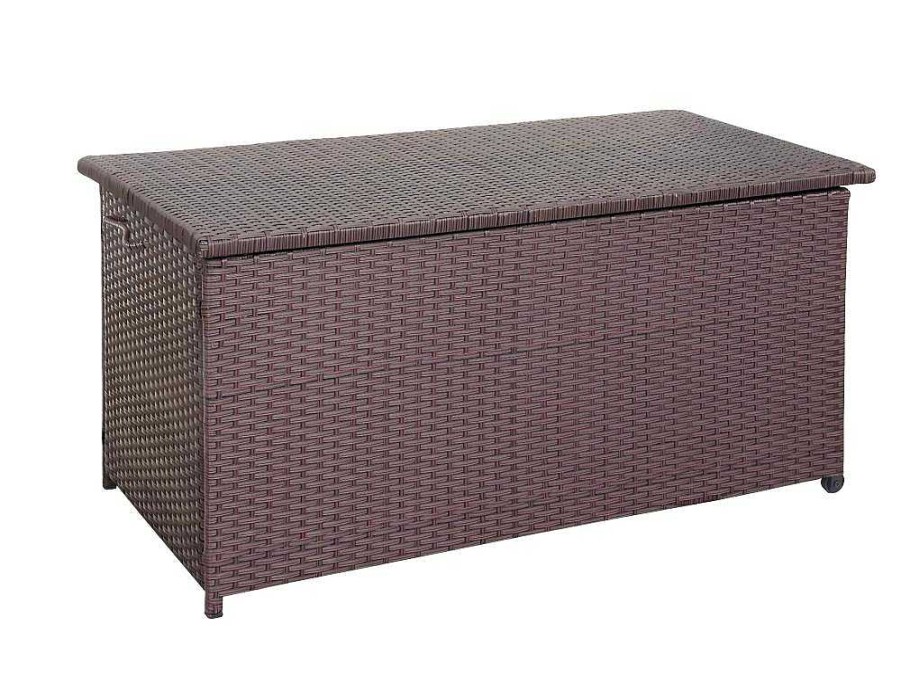 Vente-unique Tuinopslag | Kussenbox Van Polyrattan Mcw-D88 Iii, Premium Bruin, 80X160X94Cm 950L