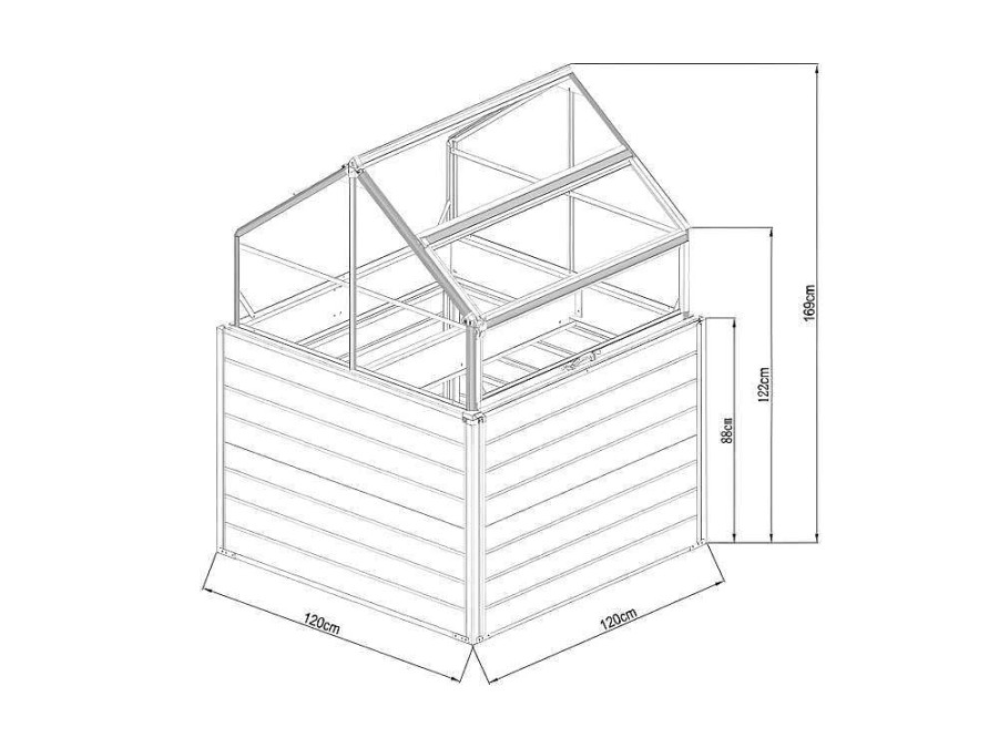 EXPERTLAND Tuinkas | Mini-Tuinkas Van Polycarbonaat En Structuur Van Aluminium - L120 X B120 X H169 Cm - Antraciet - Genista