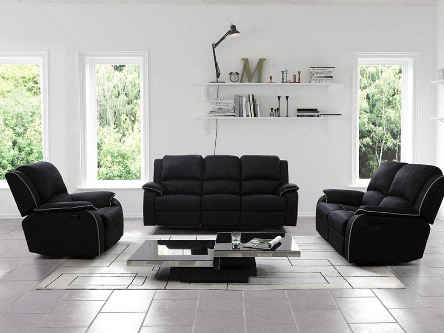 Vente-unique Set Zitbank + Fauteuil | Driezits, Tweezits Relaxbank En Relaxfauteuil Van Microvezel Hernani - Grijs