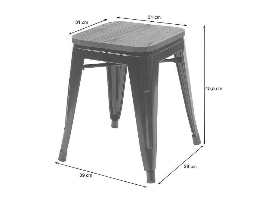 Vente-unique Kruk | Mcw-A73 Kruk (Set Van 2) Houten Zitting, Wit