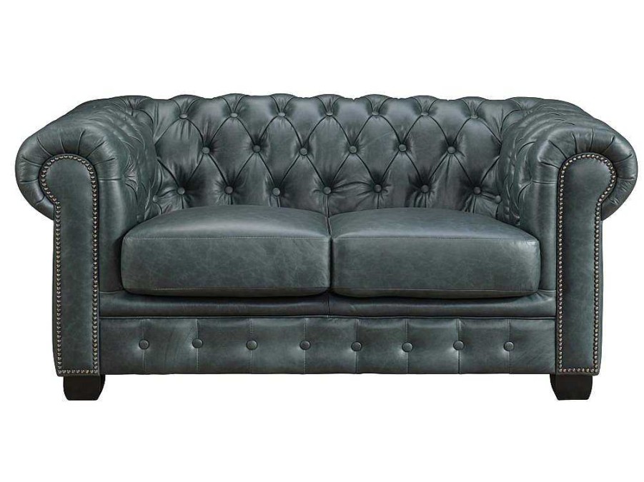 LINEA SOFA Chesterfield Zitbank | Chesterfield 2-Zitsbank Brenton 100% Buffelleer - Spaans Groen