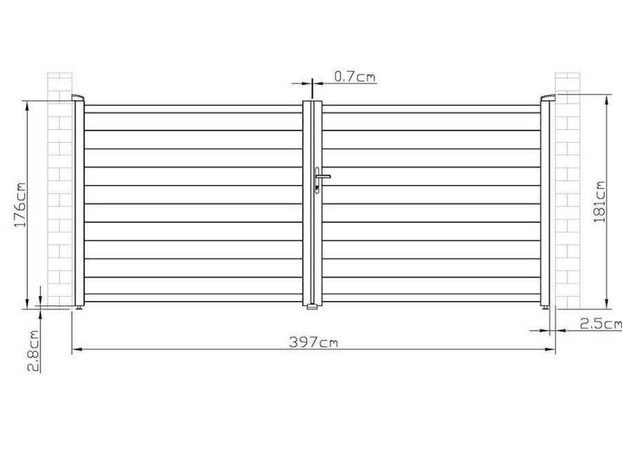 EXPERTLAND Hekjes & Poorten | Draaipoort Van Aluminium Antraciet - L397 X 181 Cm - Nazario