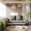 ModernLuxe Hangstoel | Hangstoel In Geweven Hars - Tuinschommel - 2 Plaatsen - Met Kussens - Beige & Grijs