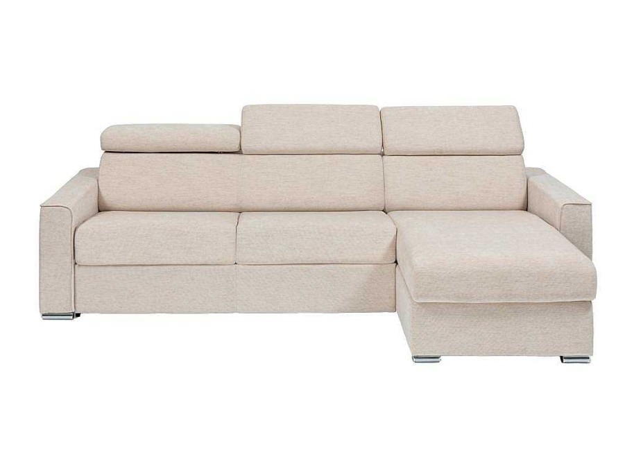 Vente-unique Speciale Modellen Zitbanken & Fauteuils | Omkeerbare, Snel Om Te Bouwen Slaapbank Met Hoek In Beige Stof - Bed Van 140 Cm - Matras 14 Cm - Vizir