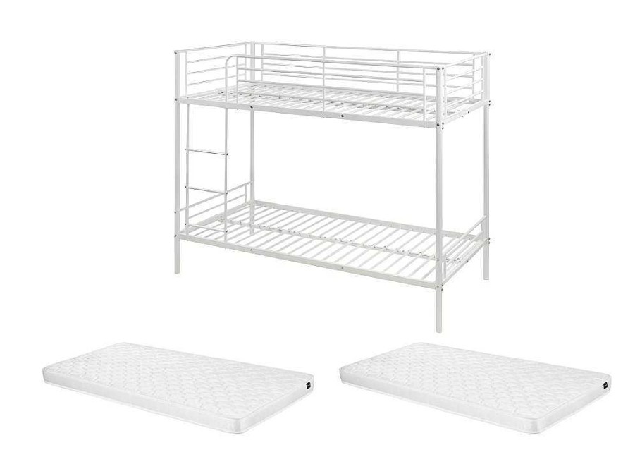 Vente-unique Kinderbed Stapelbed | Stapelbed Duotis Ii - 2 X 90 X 190 Cm - Wit + Matras