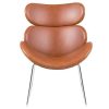 Vente-unique Fauteuil Kunstleer | Cazy Fauteuil Kunstleer Vintage Cognac Bruin - Chromen Onderstel.