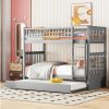 Vente-unique Kinderbed | Stapelbedden 2 X 90 X 200 Cm + Onderschuifbed 90 X 190 Cm - Mdf Hout - Grijs - Anthony