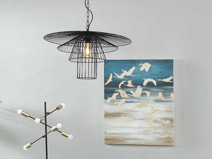 OZAIA Hanglamp | Hanglamp Met Draden Vlindermodel Machaon - Metaal - L59 X H95 Cm - Zwart