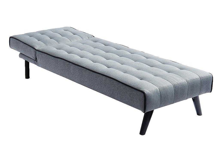 Vente-unique Chaise Longue | Uitklapbare Chaise Longue Bayou Van Stof - Grijs En Zwarte Paspel