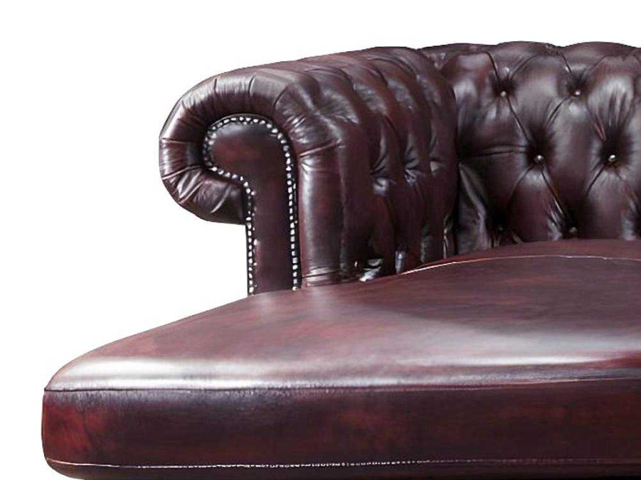 LINEA SOFA Chesterfield Zitbank | Hoekbank Van 100% Buffelleer Chesterfield Brenton - Kersenrood - Hoek Rechts