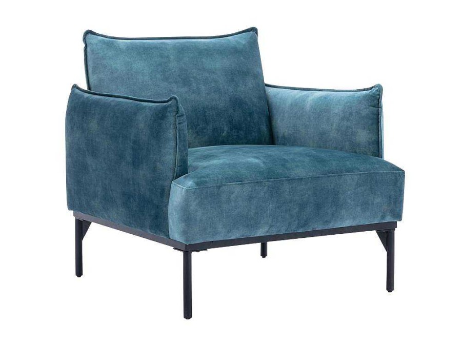 Vente-unique Fauteuil Stof Fluweel / Suedine | Fauteuil Eendenblauw Fluweel Joel