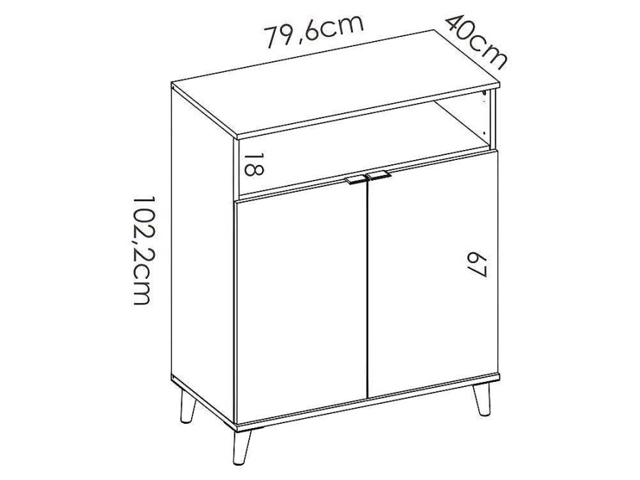 Vente-unique Keukenmeubel | Keukenbuffet Wajdi - 2 Deuren En 1 Nis - Wit En Eiken