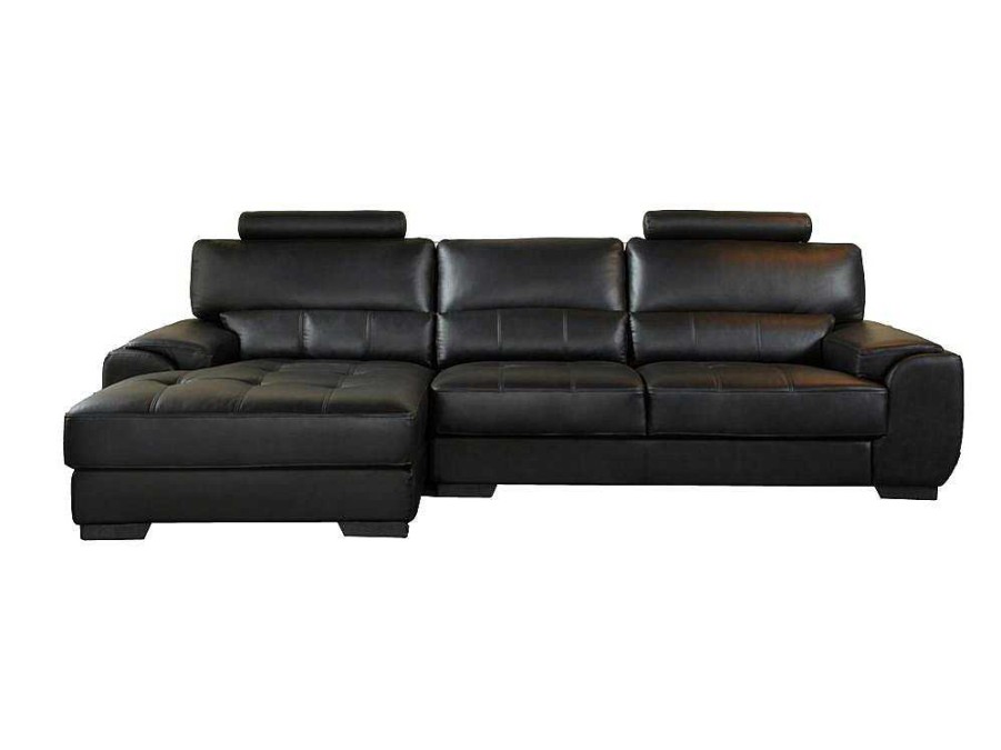 LINEA SOFA Hoekbank | Hoekbank Van Leer Metropolitan Ii - Zwart - Hoek Links