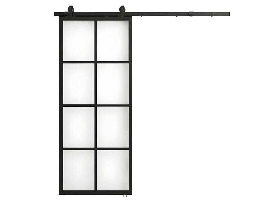 Vente-unique Schuifdeur | Schuifdeur Wilden - H205 X L83 Cm - Aluminium En Gehard Glas