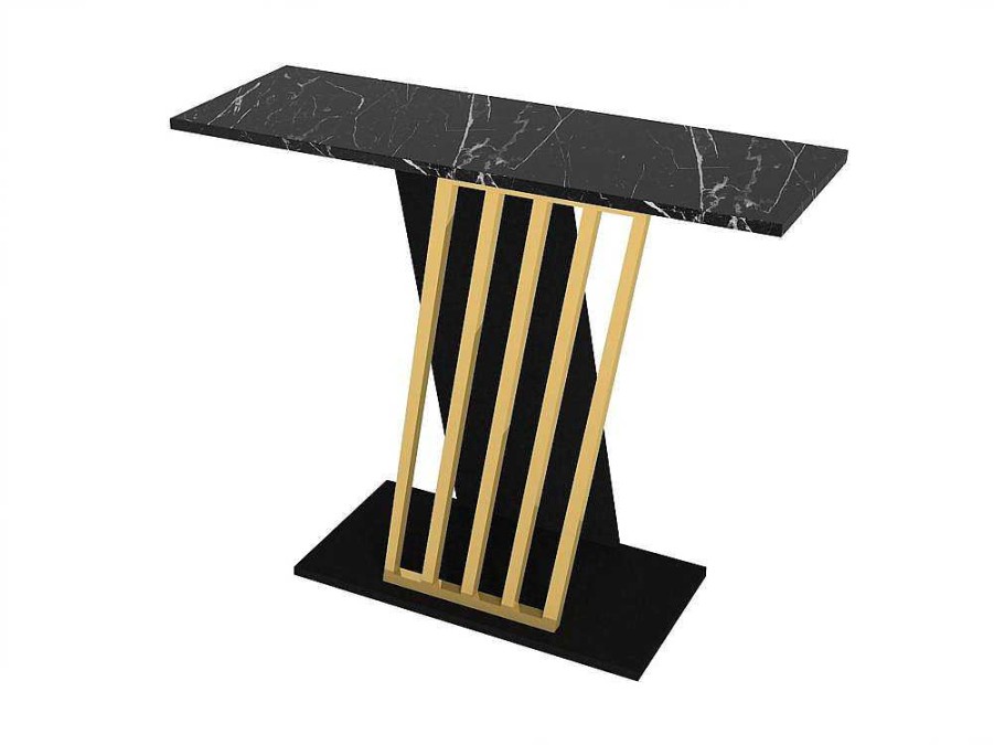 Vente-unique Sidetable | Consoletafel - Zwart Marmereffect En Goud - Orsona