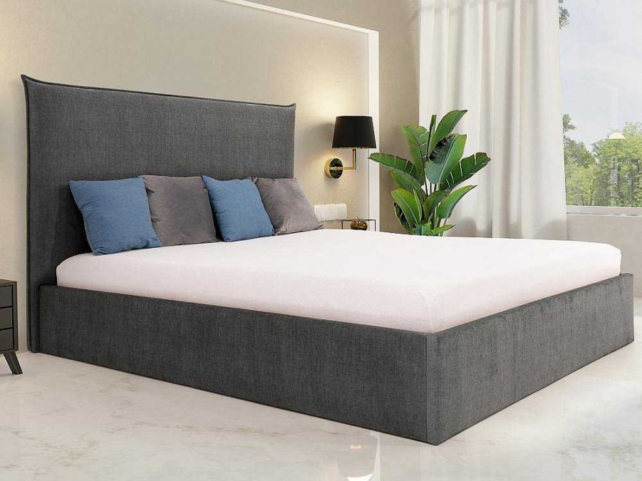 PASCAL MORABITO Tweepersoonsbed | Bed Met Opbergruimte 140 X 200 Cm - Velours - Grijs - Soryo - Van Pascal Morabito