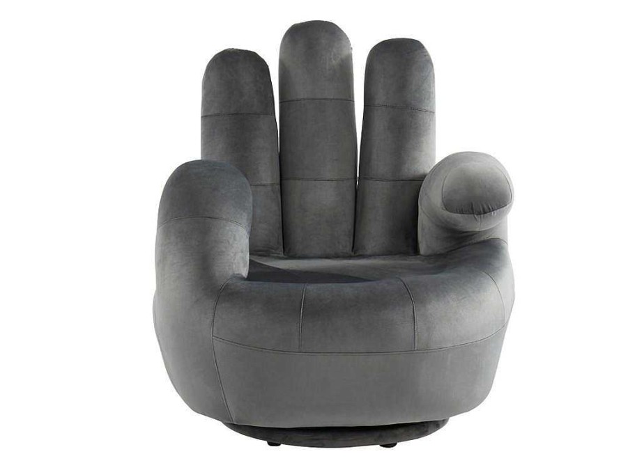 Vente-unique Handstoel | Draaibare Fauteuil Hand Catchy Van Fluweel - Antraciet