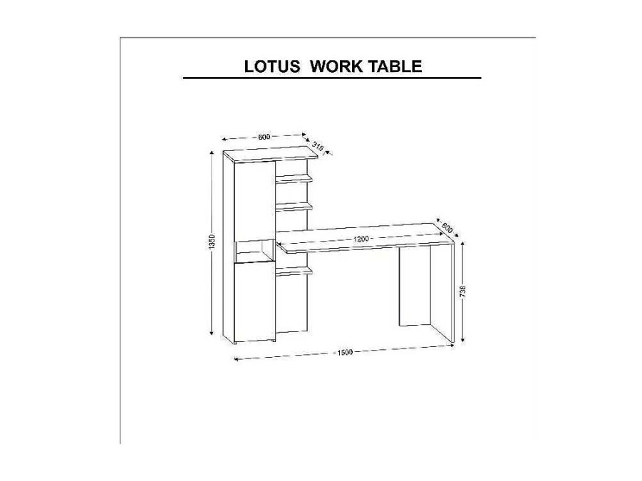 EPIKASA Bureaumeubel | Lotus Bureau, Wit, 150X60X135 Cm, Epikasa