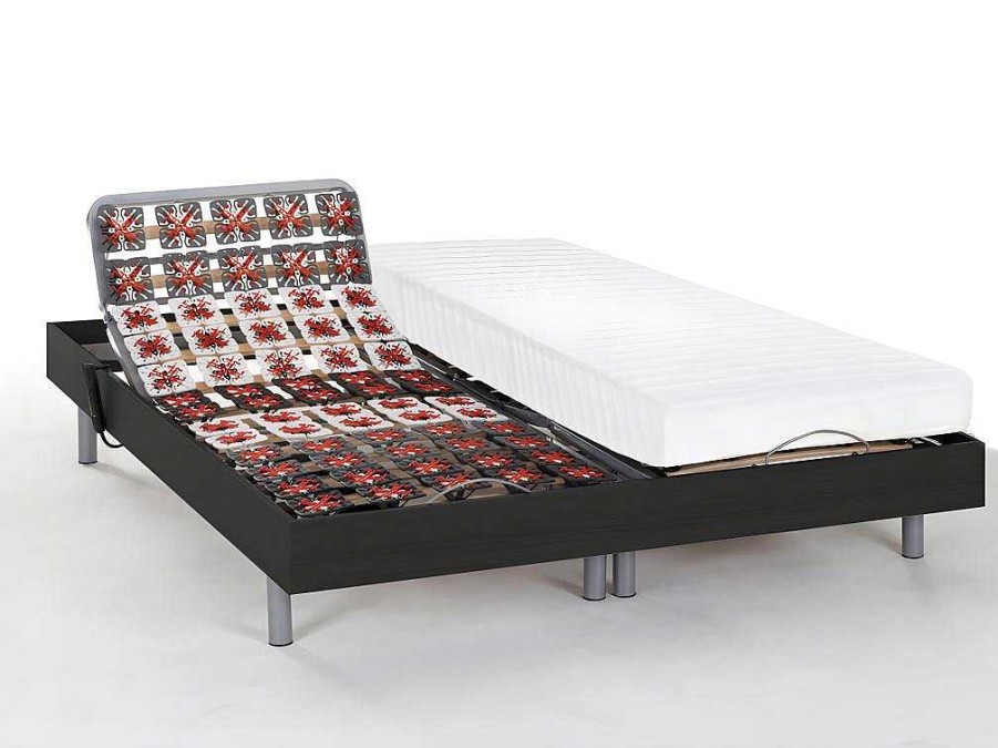 DREAMEA Elektrisch Relaxatiebed | Elektrisch Bed - Bedbodem En Matras - Latex Cassiopee Iii Van Dreamea - Okin Motoren - 2 X 90 X 200 Cm - Zwart