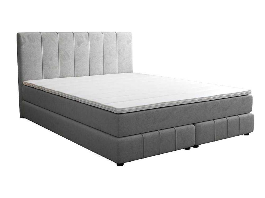 Ysmée Boxspringbed | Complete Set Met Boxspring En Hoofdbord + Bedbodem + Matras + Topmatras - 160 X 200 Cm - Fluweel - Lichtgrijs - Hida Van Ysmee