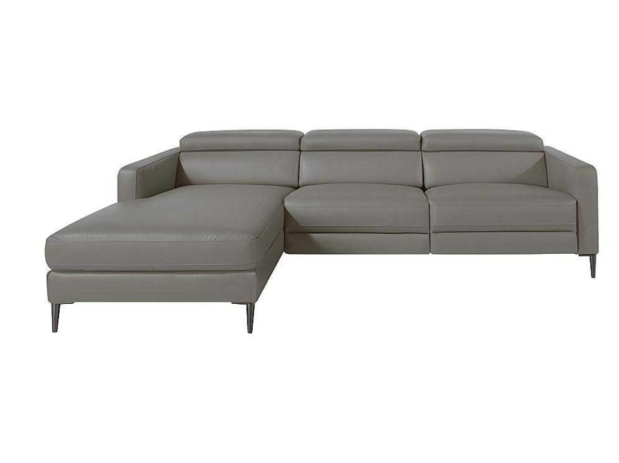 Angel Cerda Hoekbank | Chaise Longue Bank In Donkergrijs Leer Met Relaxmechanisme 6125 Angel Cerda