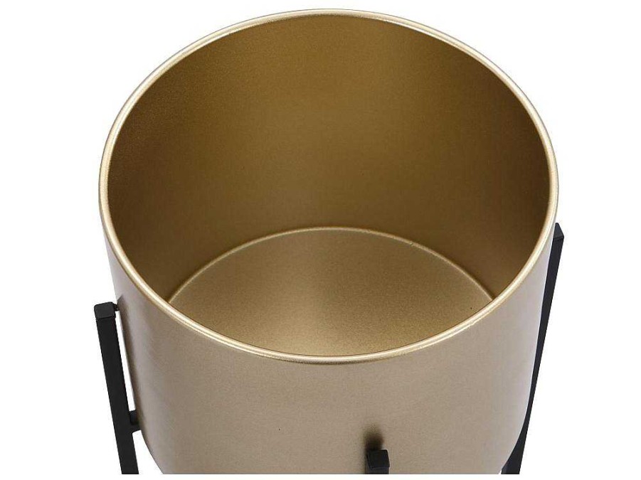 OZAIA Decoratieobject Voor Binnen | Set Van 2 Metalen Bloempotten - D25 X H39 En D23 X H35,5 - Goud En Zwart - Edmee