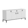 EPIKASA Buffetkast | Gloria Multifunctioneel Kabinet, Wit, Zwart, 160X42X75 Cm, Epikasa