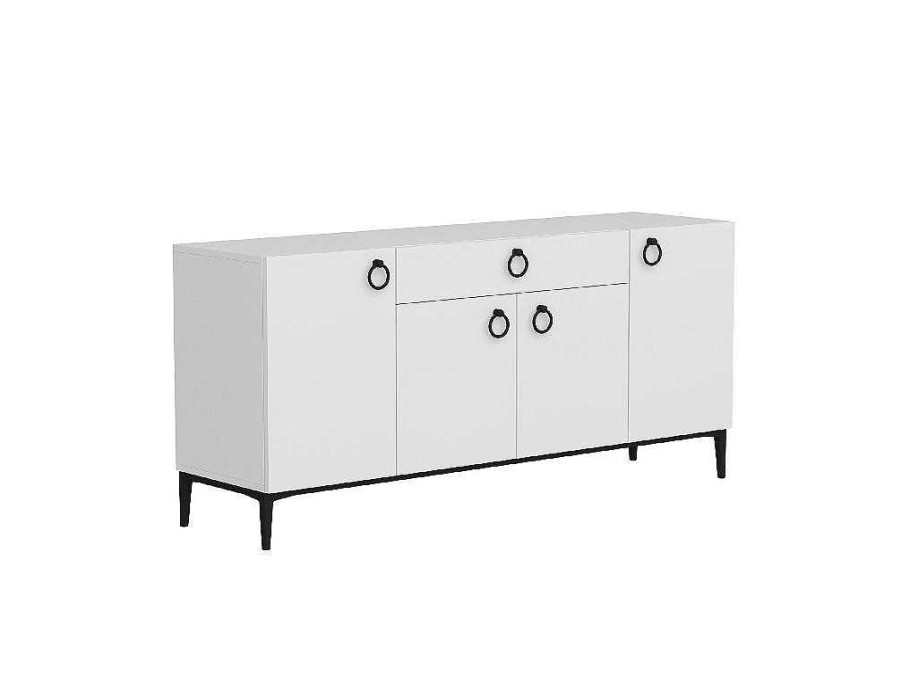 EPIKASA Buffetkast | Gloria Multifunctioneel Kabinet, Wit, Zwart, 160X42X75 Cm, Epikasa