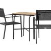 Vente-unique Loungeset | Holmbeck Tuinmeubelset Tafel, 2 Stoelen Naturel,Zwart.