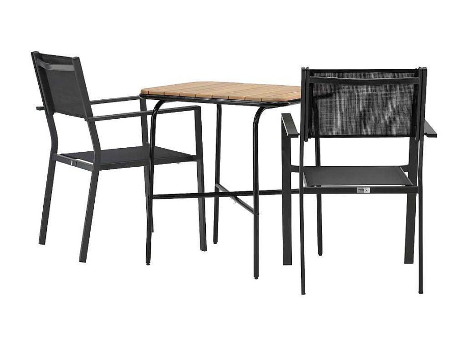 Vente-unique Loungeset | Holmbeck Tuinmeubelset Tafel, 2 Stoelen Naturel,Zwart.