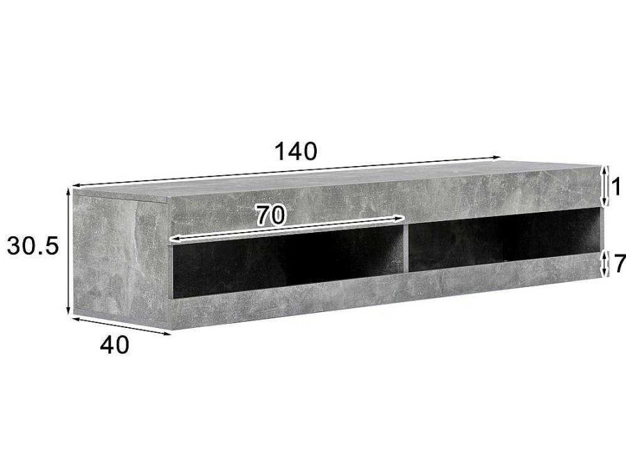 ModernLuxe Tv-Meubel | Hangend Tv-Meubel 140 Cm Met Led - Grijs