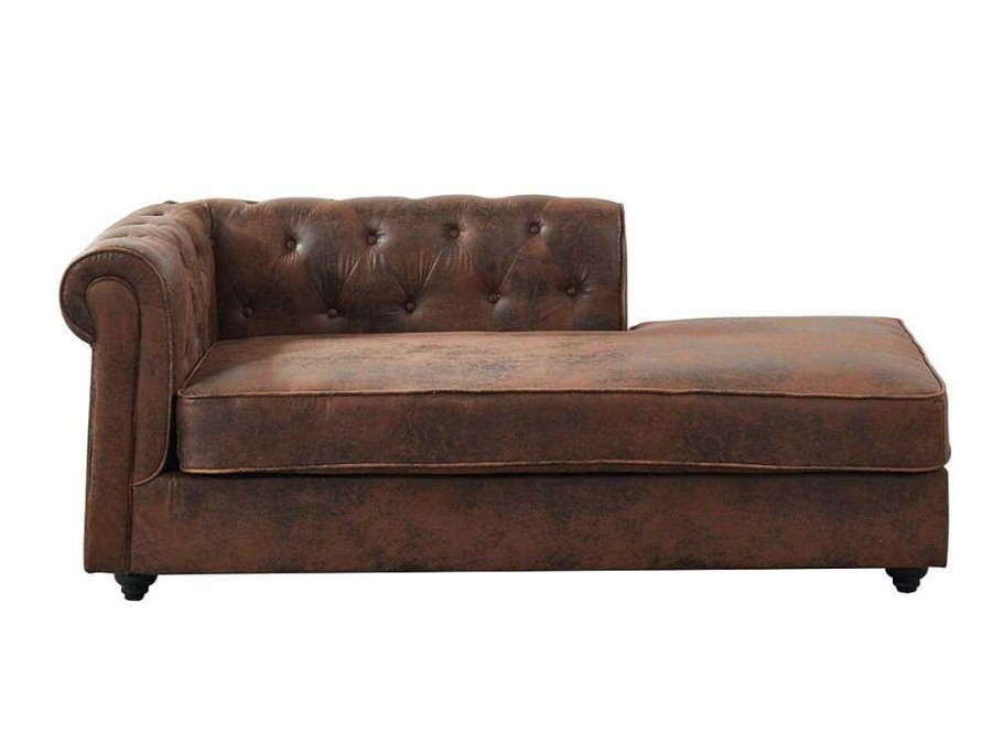 Vente-unique Chaise Longue | Chesterfield Chaise Longue - Hoek Rechts - Shirel Van Microvezel Met Lived-In Leeraspect