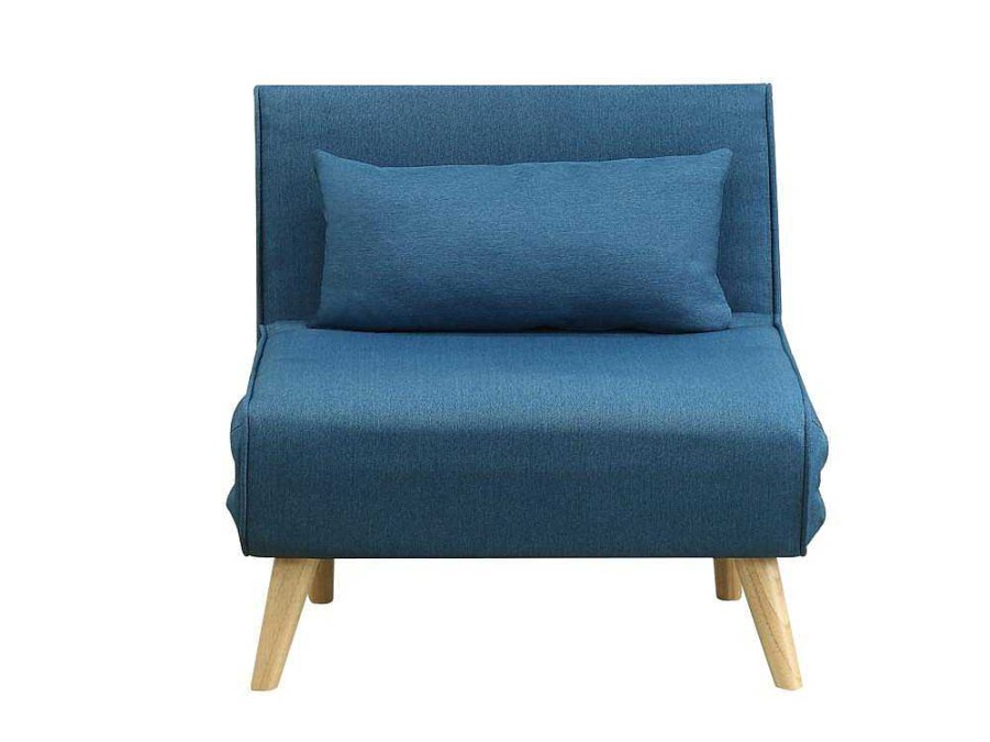 Vente-unique Uitklapbare Fauteuil | Fauteuil Posio - Bedbank Van Stof - Blauw