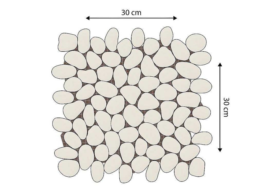 BRICOSOL Mozaiek | Mozaiektegels Vloer En Muur Ola Van Natuurlijke Kiezel - Creme - Pak Van 1M