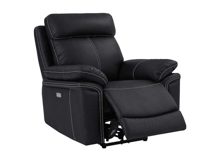 Vente-unique Relaxfauteuil | Elektrische Relaxstoel Van Leer Isiris - Zwart