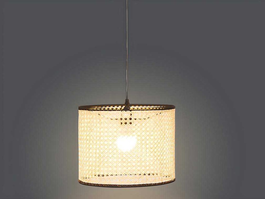 OZAIA Hanglamp | Gevlochten Hanglamp Neirobi - Etnische Stijl - Ijzer En Rotan - D30 X H120 Cm - Naturel