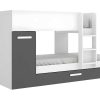 Vente-unique Kinderbed | Stapelbed Met Slaaplade En Opbergruimtes 3 X 90 X 190 Cm - Antraciet En Naturel - Anthony