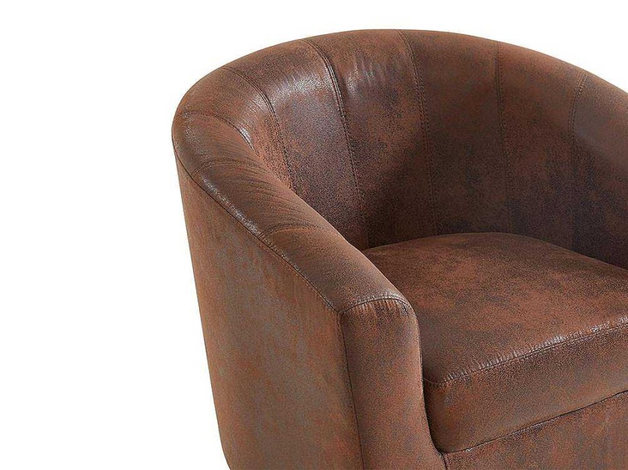 Vente-unique Fauteuil Met Holle Rugleuning | Fauteuil Van Microvezel - Oud Bruin - Cristobal Ii