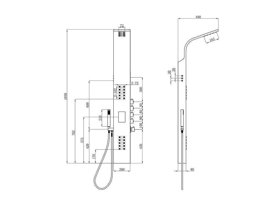 Shower & Design Douchekolom | Thermostatische Douchekolom Met Massagestralen, Ledverlichting En Bluetooth - L20 X H165 Cm - Zilverkleurig - Chakra V