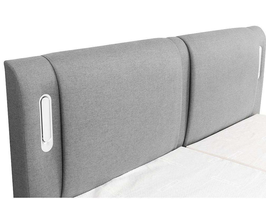 Palacio Elektrisch Relaxatiebed | Set Boxspring + Hoofdbord Met Ledlampjes + Elektrische Relaxbedbodems + Matras + Topmatras - 2 X 90 X 200 Cm - Grijze Stof - Astemi Van Palacio