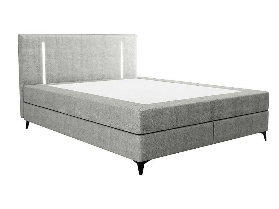 Ysmée Boxspringbed | Set Complete Boxspring Met Hoofdbord Met Ledverlichting + Bedbodem + Matras + Dekmatras - 180 X 200 Cm - Stof - Grijs - Ono Van Ysmee