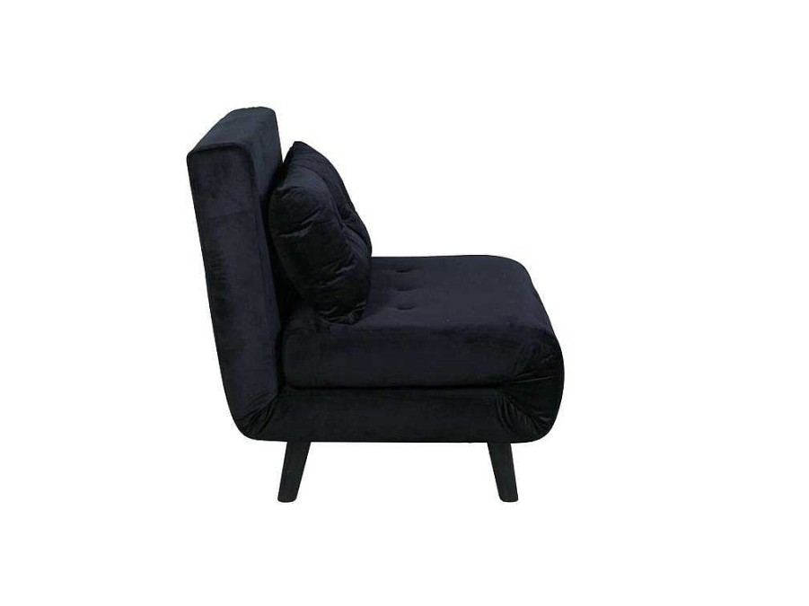 Vente-unique Uitklapbare Fauteuil | Vicky Slaapbank ,Fauteuil Velours Zwart.