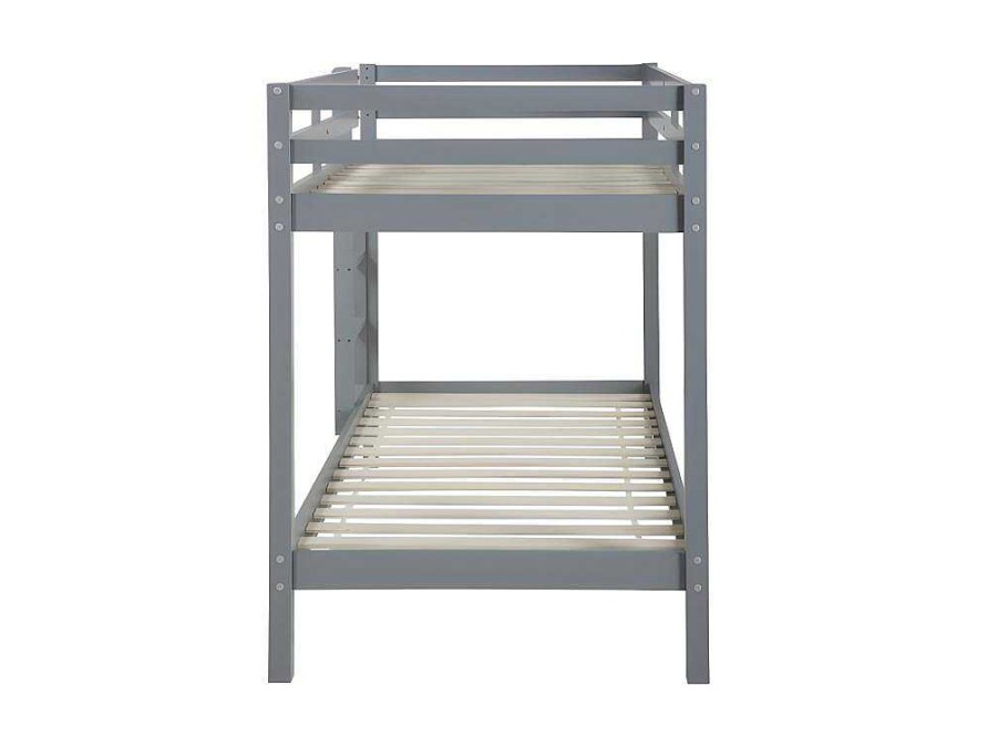 Vente-unique Kinderbed Stapelbed | Stapelbed Anicet Ii - 2 X 90X 190 Cm - Massief Grenen - Grijs