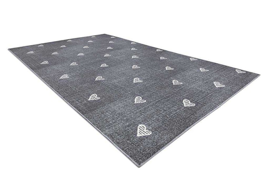 RugsX Kindervloerkleed | Tapijt Voor Kinderen Hearts Jeans, Gewreven Harten, Kinderen - Grijsk 100X150 Cm