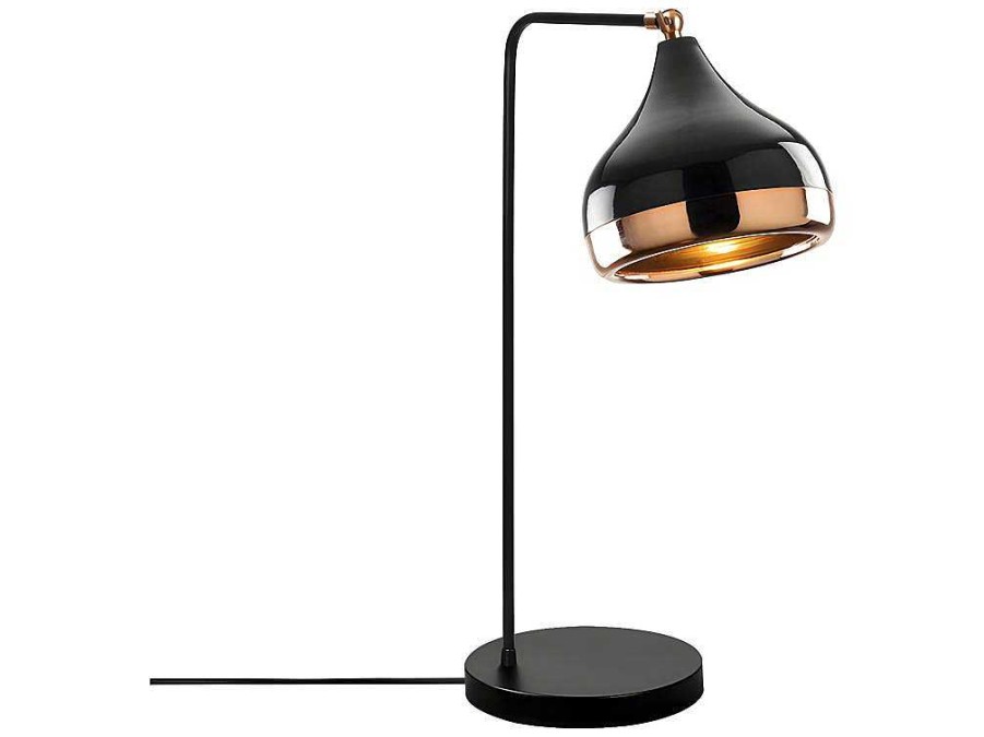 OZAIA Lamp | Draaibare Bureaulamp Van Metaal Yildo - D17 X H52 Cm - Zwart En Koperkleurig