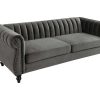 Vente-unique Chesterfield Zitbank | Driezitsbank Chesterfield Van Fluweel Trumbo - Antraciet